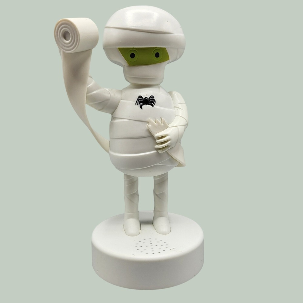 Hallmark Mummy Jokin' In The John Animated Sound Halloween Decor Green Spider